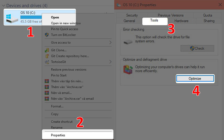 tăng tốc độ máy tính win 10 bằng cách chống phân mảnh ổ đĩa (HDD)