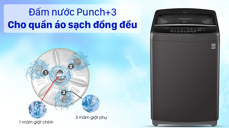 Đấm nước Punch+3 -Máy giặt LG Inverter 15.5 Kg T2555VSAB lồng đứng