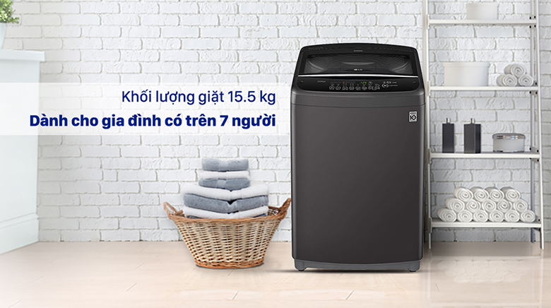 Khối lượng giặt-Máy giặt LG Inverter 15.5 Kg T2555VSAB lồng đứng