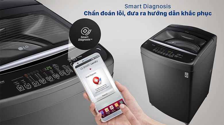 chức năng chẩn đoán thông minh Smart Diagnosis-Máy giặt LG Inverter 15.5 Kg T2555VSAB lồng đứng