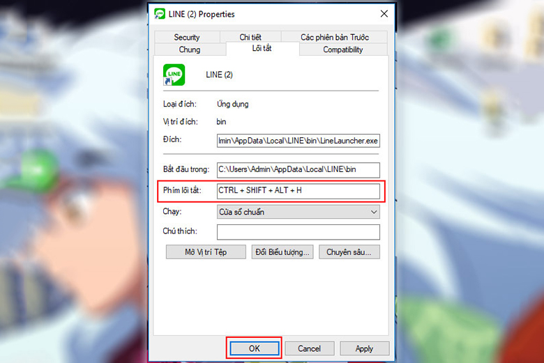 Các phím tắt trên laptop: Tạo phím tắt cho ứng dụng bước 3