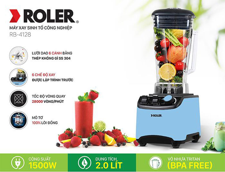 Máy xay sinh tố công nghiệp Roler RB-4128 thông tin chi tiết sản phẩm bạn nên biết