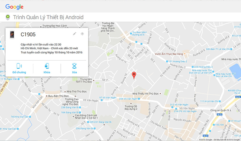 Định vị điện thoại Android sử dụng trình duyệt web vào link web như trên hình vẽ đăng nhập định vị của bạn ở mọi nơi