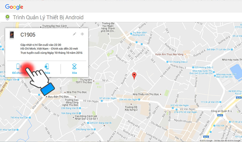 Định vị điện thoại Android sử dụng trình duyệt web vào link web như trên hình vẽ đổ chuông hoặc hóa máy khi bạn quên hay mất điện thoại