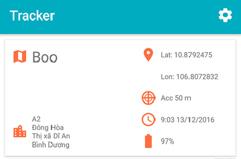 Phần mềm định vị điện thoại Android dùng ứng dụng Tracker Devices Locator ứng dụng thiết lập thông tin đầy đủ
