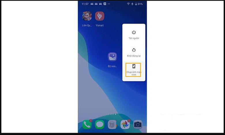 Cách chụp ảnh màn hình Vsmart Live sử dụng nút nguốn khá đơn giản