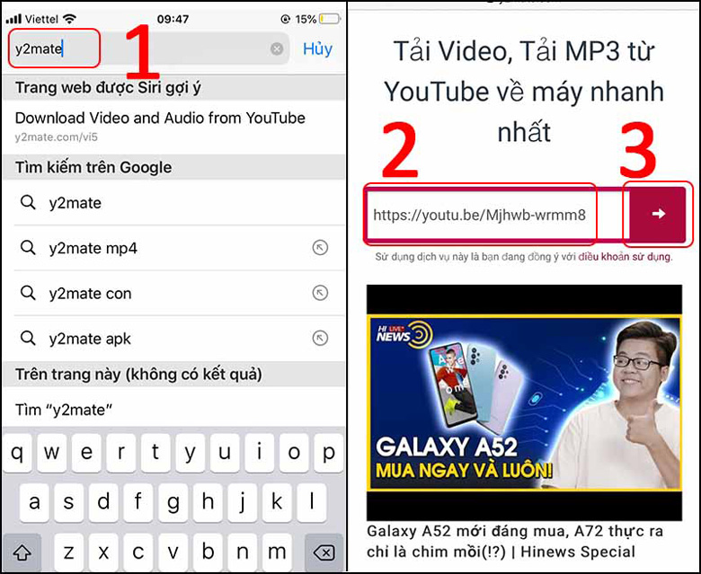 Cách tải video trên Youtube về điện thoại iOS sử dụng website y2mate.com