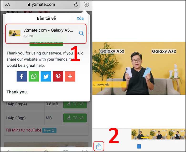 Cách tải video trên youtube về điện thoại iPhone sử dụng website y2mate.com video sẽ bắt đầu được tải về