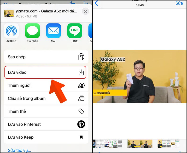 Cách tải video từ Youtube về iPhone sử dụng website y2mate.com ấn vào đây xong tải video bạn muốn tải về ấn mục lưu video để xem
