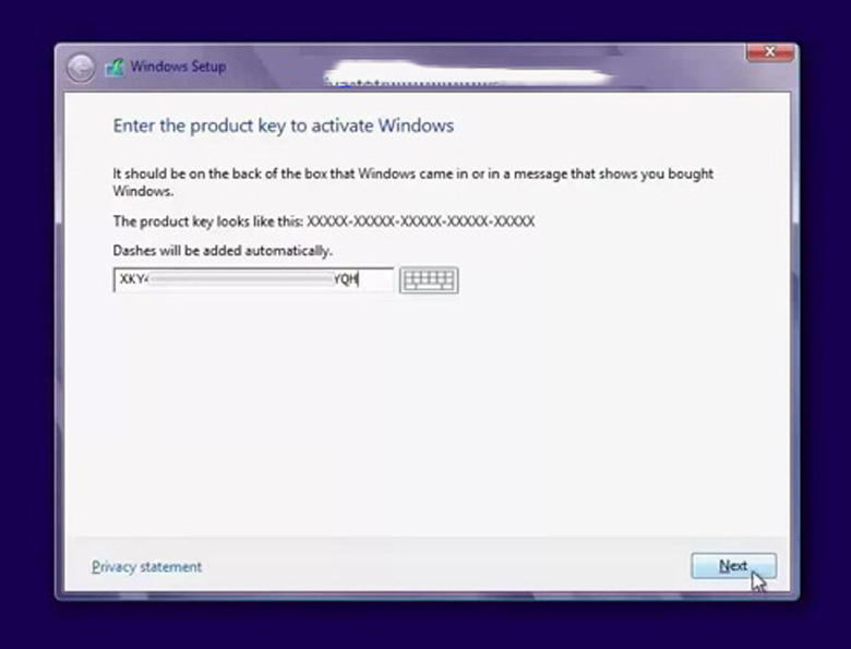 Cách cài Win 8 cho laptop  tiếp tục ấn chọn Next