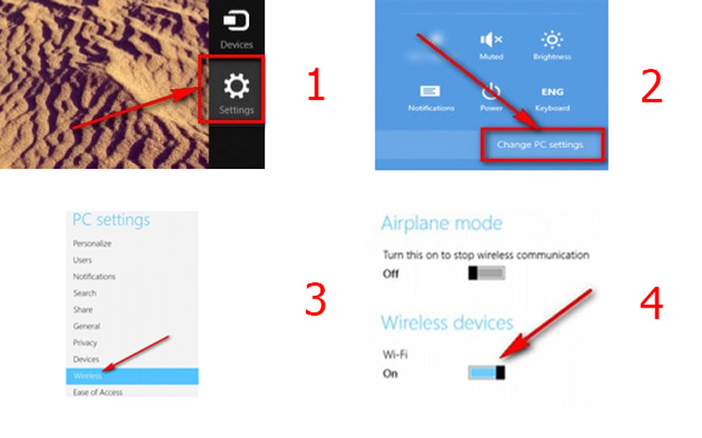 Cách sửa laptop mất biểu tượng wifi trên win 8