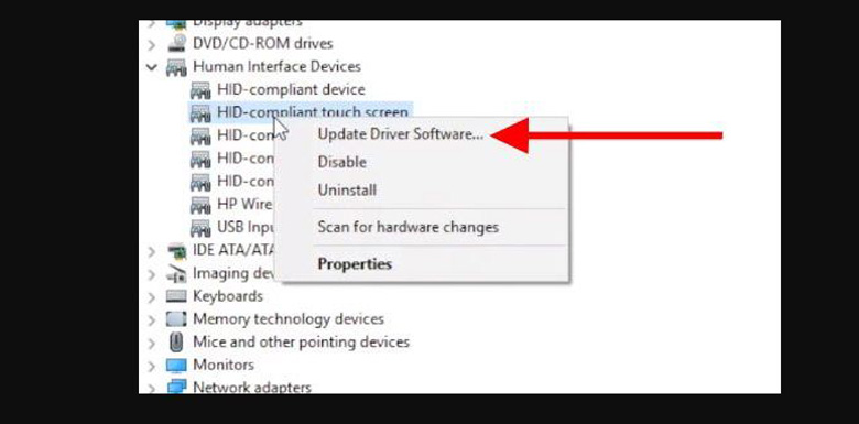 Update lại Driver cho laptop là một cách sửa lỗi màn hình cảm ứng laptop