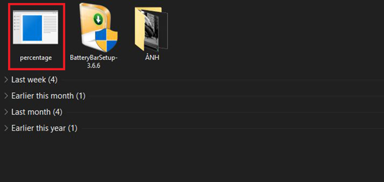 Dùng phần mềm Percentage hiển thị pin trên laptop Win 10 cần tải phần mềm đó về