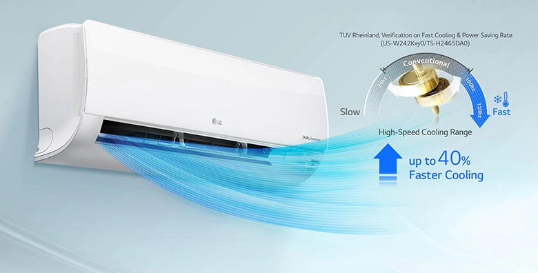 Làm lạnh nhanh - Điều hòa LG 1 chiều Inverter 9200 BTU V10ENW1