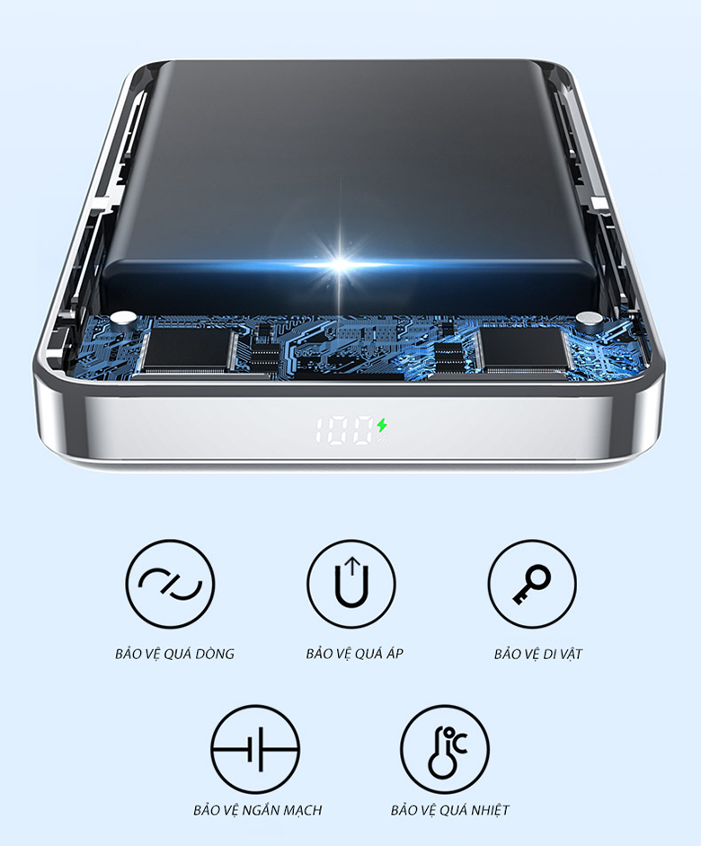 Sạc dự phòng PISEN QUICK - PowerMag 30W 10000mAh có màn hình - TP-D080(GLB)