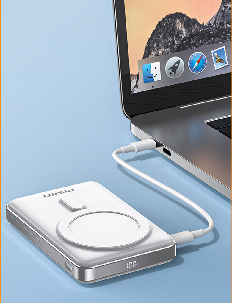 Sạc dự phòng PISEN QUICK - PowerMag 30W 10000mAh có màn hình - TP-D080(GLB) sạc có dây