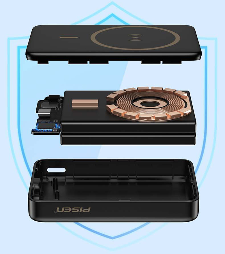 Sạc dự phòng Pisen Quick - PowerMag 30W 10000mAh Type-C TP-D113(GLB) dung lượng lớn