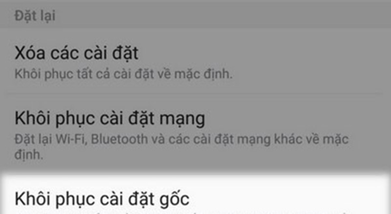 Cách khắc phục điện thoại Samsung bị đen màn hình: khôi phục cài đặt gốc