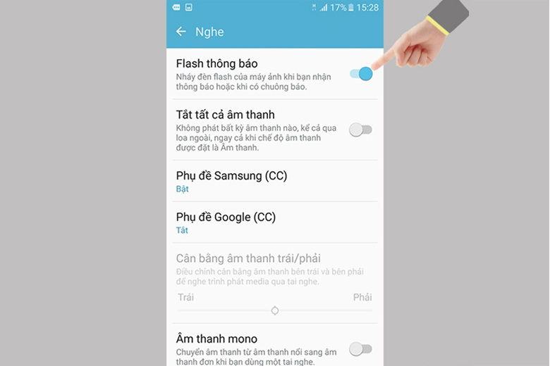 Cách tắt đèn flash thông báo của Samsung qua cài đặt bước 4