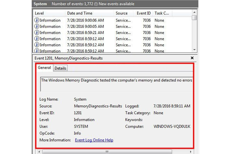 Mở Windows Logs kiểm tra RAM máy tính bước 4
