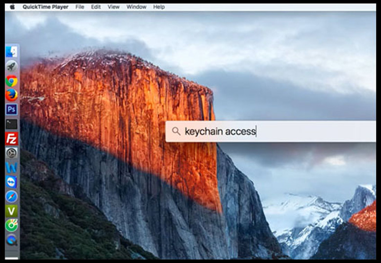Cách xem pass Wifi trên laptop MacBook hãy chọn tổ hợp phím "Command + Space" tại phần "Spotlight" bạn nhập từ khóa "Keychain Access" và "Enter"