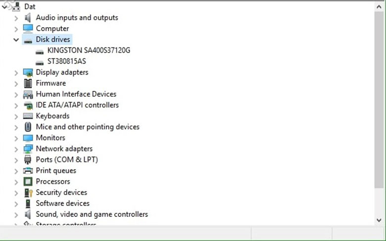 kiểm tra ổ cứng laptop là SSD hay HDD bằng Device Manager bước 2