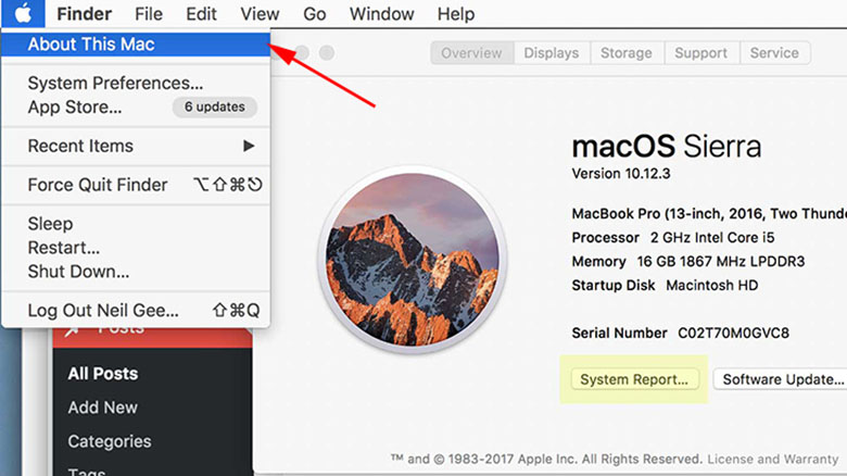 kiểm tra ổ cứng laptop là SSD hay HDD trên Macbook bước 1
