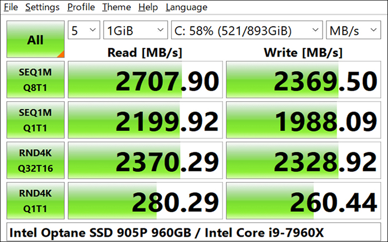 CrystalDiskMark phần mềm xem thông tin phần cứng máy tính