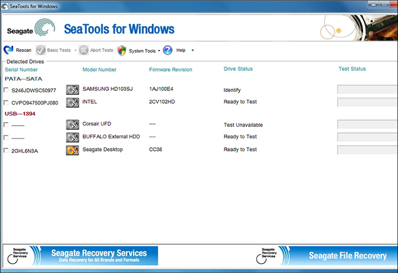 Phần mềm kiểm tra phần cứng laptop SeaTools