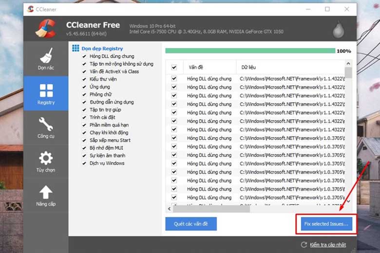 Sửa lỗi Registry để khắc phục lỗi laptop chạy chậm bước 2