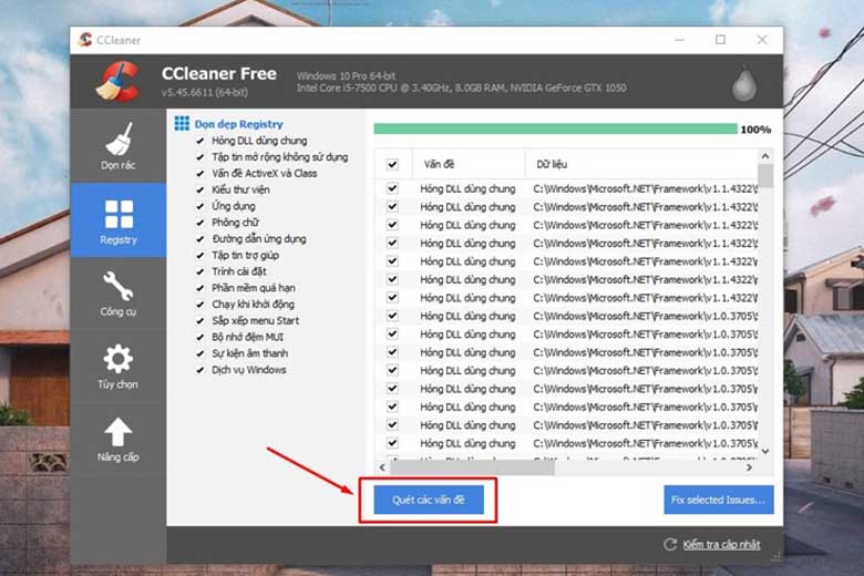 Sửa lỗi Registry để khắc phục lỗi laptop chạy chậm bước 1