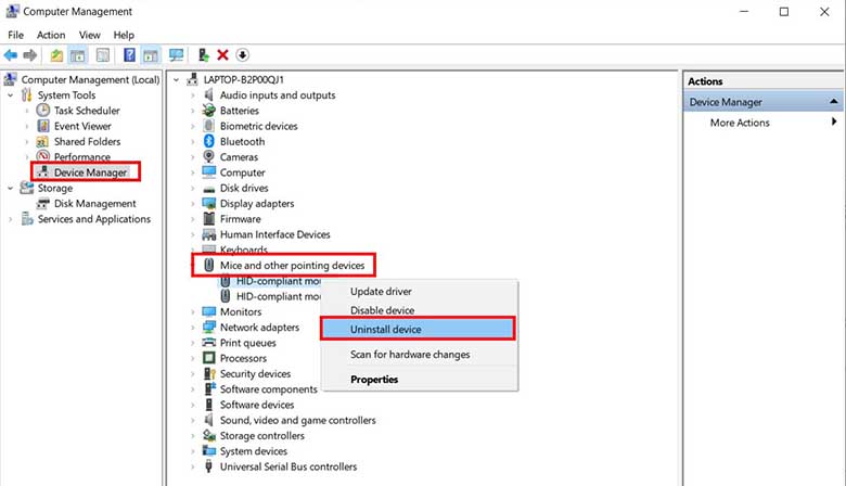 Khắc phục chuột cảm ứng không hoạt động bằng  cách xóa driver chuột khác