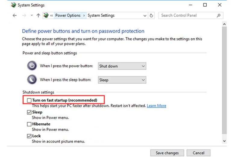 Khắc phục laptop bị tắt đột ngột bằng cách tắt Fast Startup bước 5