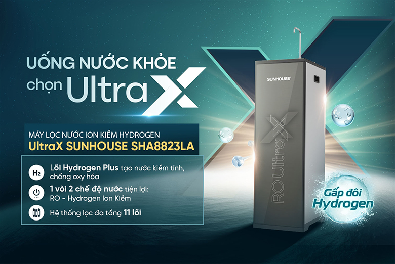 Máy lọc nước RO Hydrogen UltraX Sunhouse SHA8823LA 