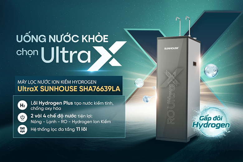 Máy lọc nước RO Hydrogen UltraX Sunhouse SHA76639LA