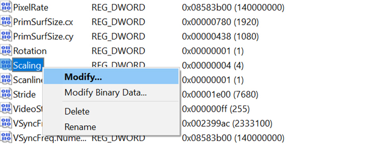 Cách chỉnh full màn hình laptop bằng Regedit trên Win 7 bước 4