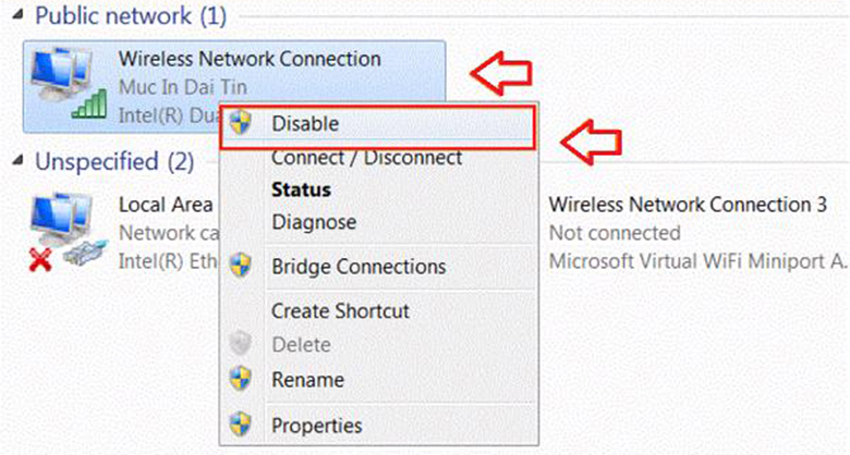 Cách chuyển từ mạng dây sang wifi cho laptop trực tiếp bước 4