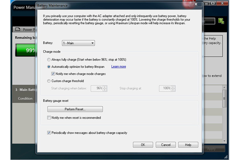 Cách sử dụng Phần mềm reset pin laptop Battery Maintenance bước 3