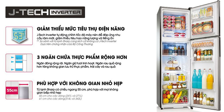 Có nên mua tủ lạnh Sharp: Tủ lạnh Sharp Inverter 287 lít SJ-X316E-SL