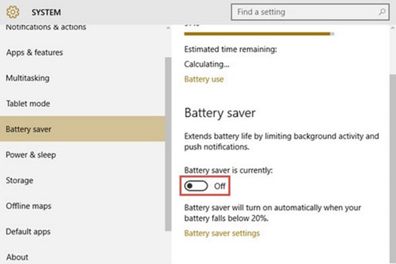 cách tiết kiệm pin laptop: Kích hoạt chế độ Battery Saver