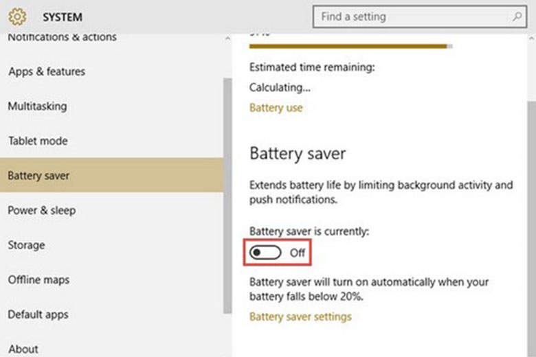 Cách tiết kiệm pin laptop: Bật tiết kiệm pin laptop bằng mở nhanh bước 3