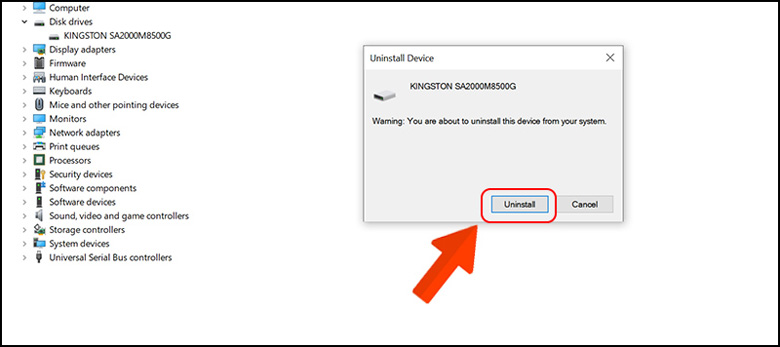 Ấn Uninstall để xóa mục driver và cài lại nhanh chóng