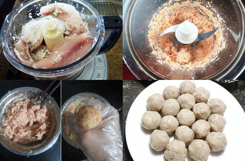 chiên cá viên bằng nồi chiên không dầu: Nặn chả cá