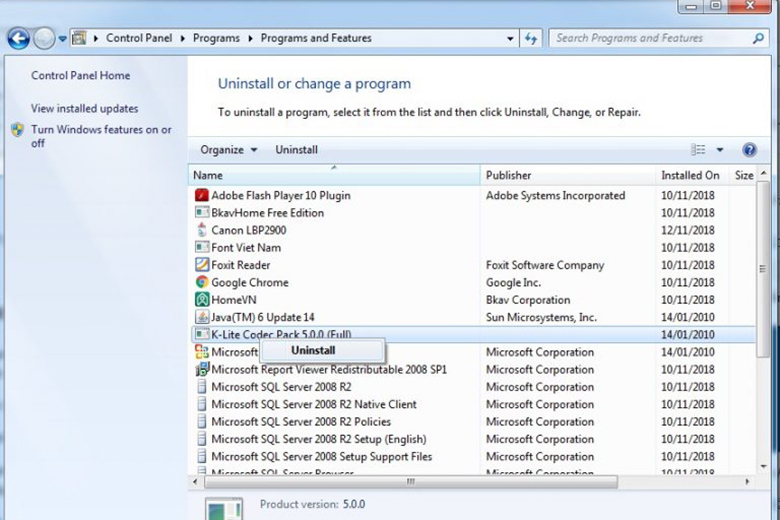 Khắc phục laptop không tắt được nguồn: Xóa phần mềm xung đột bước 3