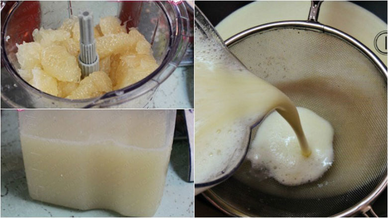 Cách làm nước ép bưởi khi cho vào máy xay sinh tố để xay