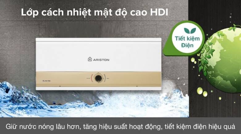  Bình nóng lạnh gián tiếp Ariston SLIM3 30 RS MT 3KW có lớp cách nhiệt HDI
