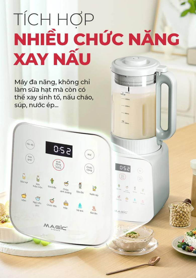 Máy xay nấu sữa hạt đa năng Magic A-103 - Đa năng xay nấu, đáp ứng mọi nhu cầu