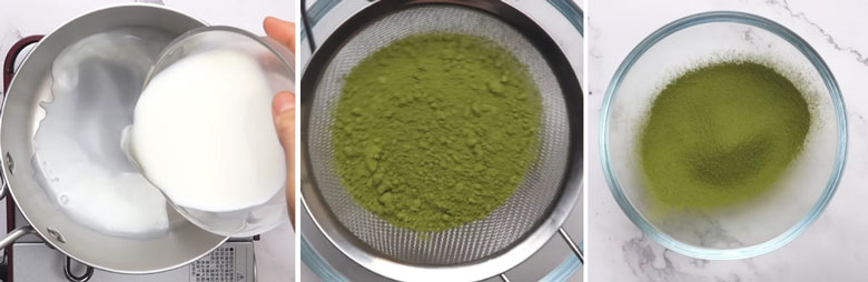 Cách làm kem trà xanh không dùng trứng: Làm hỗn hợp trà xanh