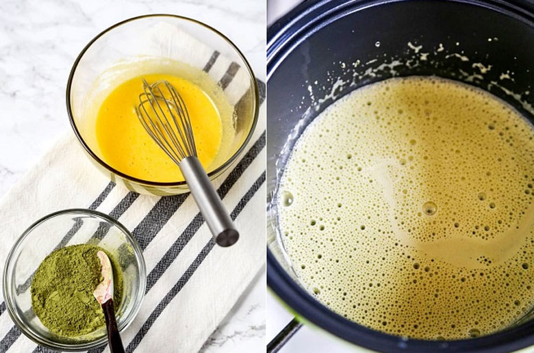 Cách làm kem trà xanh dùng trứng: bước 2