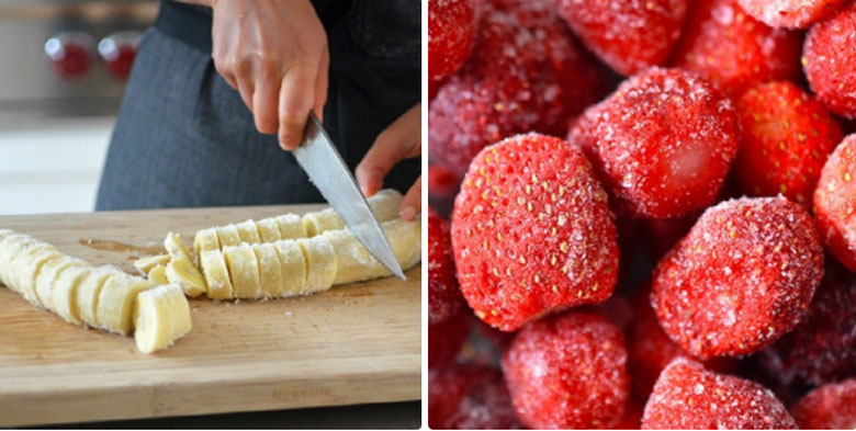 Cách làm kem dâu tây sữa chua chuối: Sơ chế